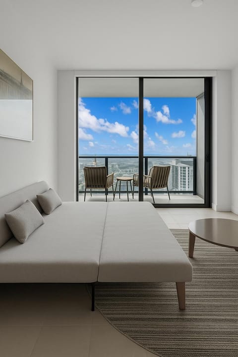 Wake up to breathtaking city views from the living room!