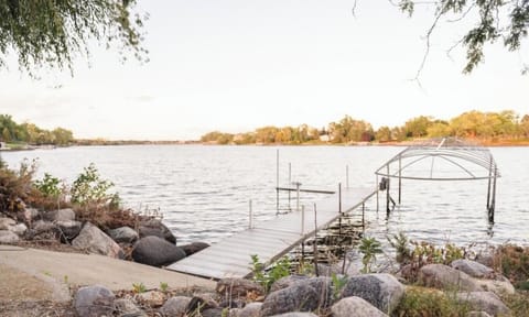 Lake levels are temporarily low due to dam repairs; the dock is not currently in the water. (1)