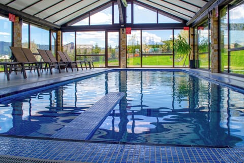 Indoor pool, open 10:00 AM to 8:00 PM, sun loungers