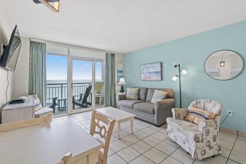 The ocean front living room is fabulous for movie night with the family.