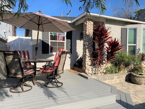 Front patio table seats four.
