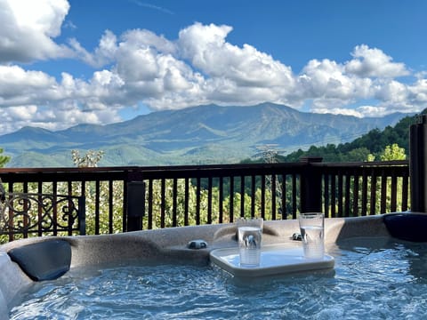 Beautiful mountain view from the hot tub