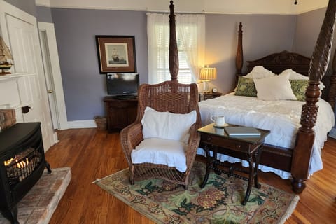 Cozy fireside seating and sleeping