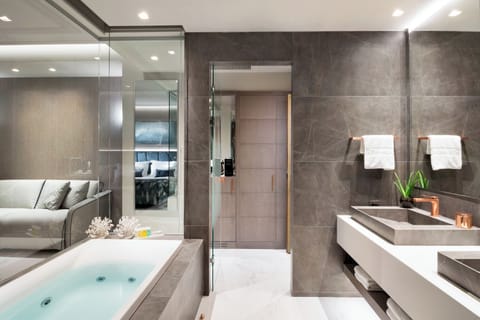Deluxe Junior Suite | Bathroom | Free toiletries, hair dryer, bathrobes, slippers