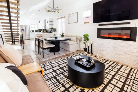Sectional Sofas, SmartTV, LED Fireplace Insert for ultimate relaxation