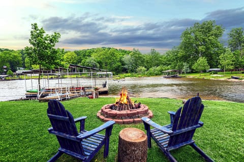 Fire pit, private dock and great view!