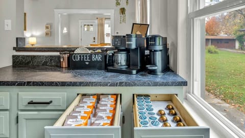 Did anybody say coffee? Whether you're an early riser or just need a midday pick-me-up, our cozy retreat has the perfect setup to brew your favorite cup and enjoy it in the comfort of your home.