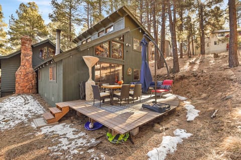 Enjoy the peace and beauty of the forest while relaxing on the private back deck with a gas heater. Swing under the trees on our charming tree swing or enjoy a thrilling day of sledding during the winter months