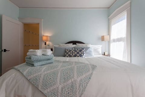 Now that's a bed! This brand-new king-sized bed is a surefire spot to catch some zzz's.