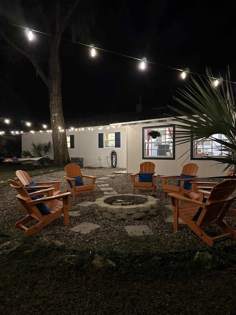 Have fun roasting marshmallows around the fire pit at night!