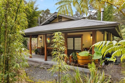 Our cottage is nestled in a serene private forest with traditional furo hot tub.