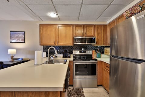 Well stocked kitchen with new appliances