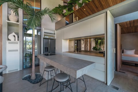 Deluxe Villa, Pool View | Private kitchen | Fridge, microwave, stovetop, coffee/tea maker