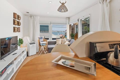 Amazing open kitchen with views of the bay.