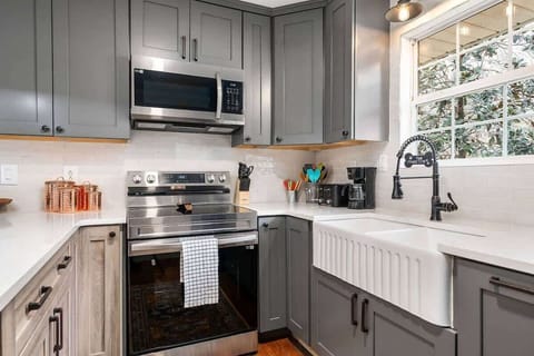 A stylish, functional kitchen perfect for meals after a long day on the water.