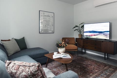 The living room with sofa bed and big screen TV