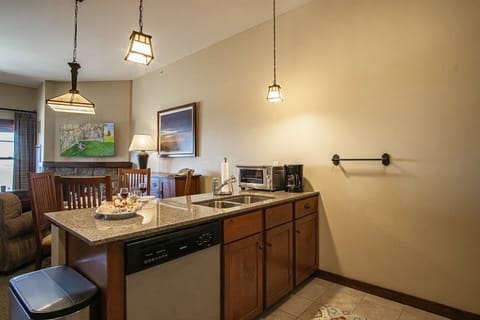 Fully stocked kitchen.