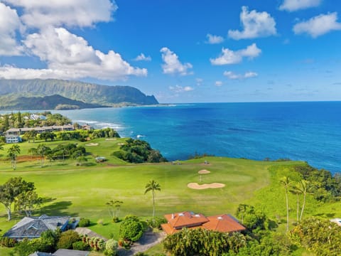 Aerial view of home's location next to golf course