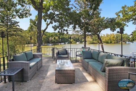 Beautiful outside comfortable seating by the water