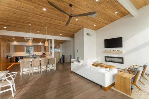 Lots of natural lighting brightens the great room.