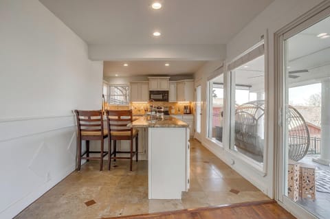 A sleek kitchen island perfect for casual dining or entertaining guests.