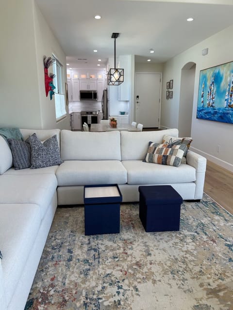 Living room, dining room and kitchen - light and bright unit! Remodeled in 2024