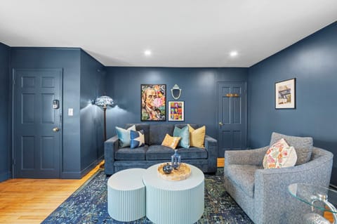 his sofa pulls out to a queen bed for additional guests
