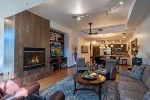 Warm up by the fireplace