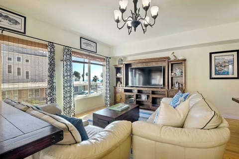 Curl up in the elegant living room & stream your favorites on the smart TV