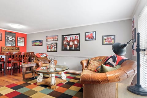 Cozy and spacious living area with Smart TV