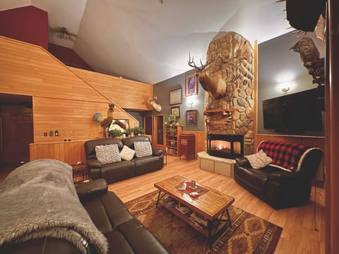 cozy living room for relaxing, reading, or listening to the loons fly over 
