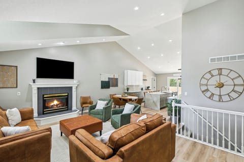 Walk in to this view of the large family room and kitchen from the front door.