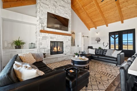 Living Room with TV and Fireplace