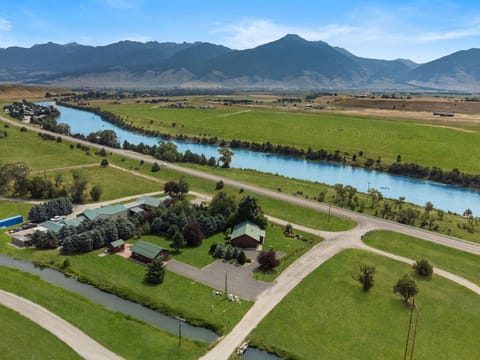 Arial view of your location.  Moose and Trout cabins on right side of trees!