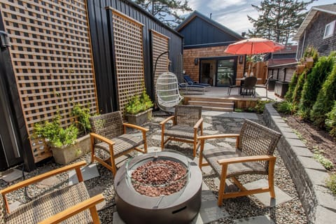 Light the propane gas fire pit and get cozy under the stars once night falls