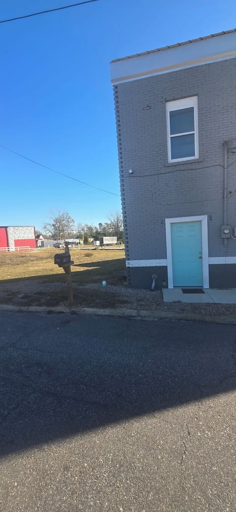 Entrance and parking for apartments