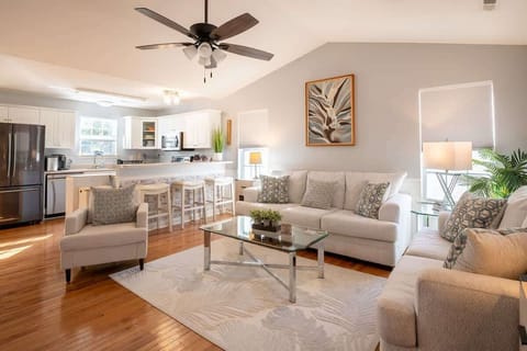 Living Room with Sweeping Ceiling