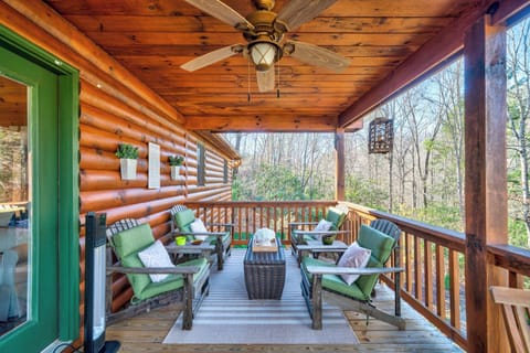 Savor the crisp breeze on the porch with comfortable outdoor seating