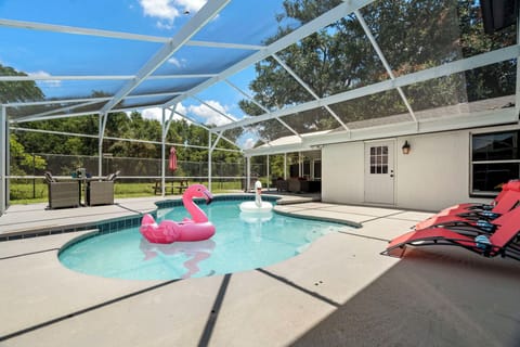 Pool floats and air pump provided. Pump is under the sink in the kitchen.