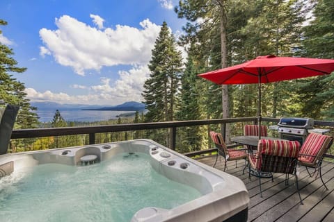 Enjoy beautiful views of Lake Tahoe from the upper deck while dining outside or soaking in the hot tub!