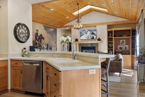 Our spacious island with high seating is perfect for quick bites, cozy chats, or just enjoying the view.