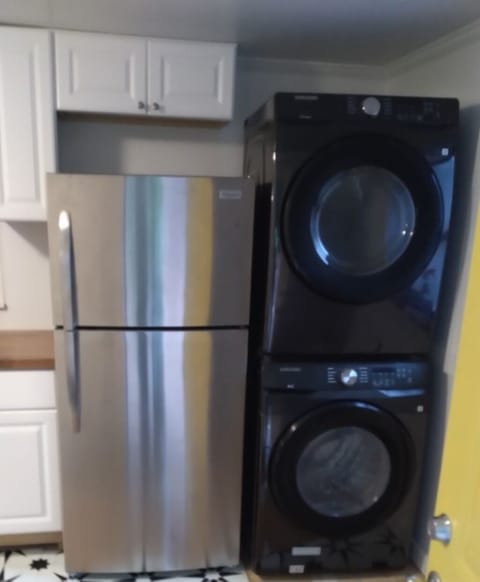 Stainless Steel Refrigerator | Stackable Washer & Dryer | Iron & Ironing Board