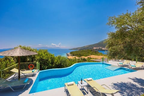 Private pool and terrace with sea views