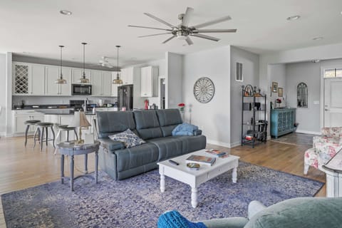 Living, dining, and kitchen area