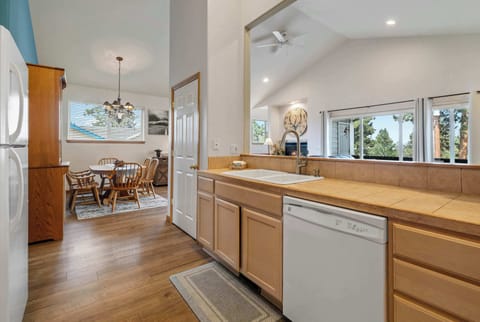 The kitchen offers ample space & all the comforts of home