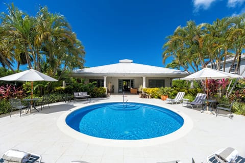 View of the large pool deck and property