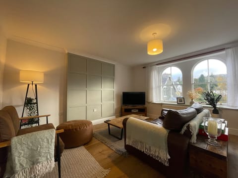 The living area is spacious and filled with light