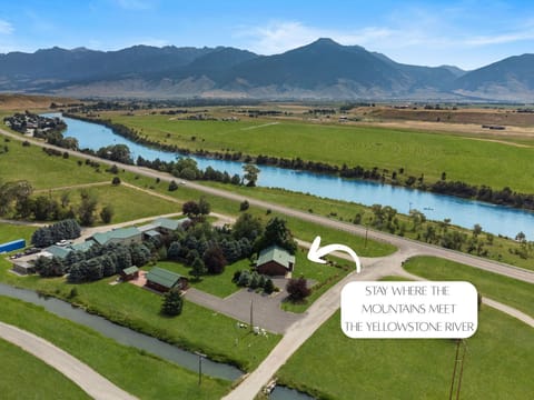 Your cabin, right off of 89 and directly across from the Yellowstone river!!