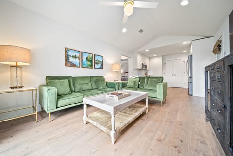View from sliding door to kitchen