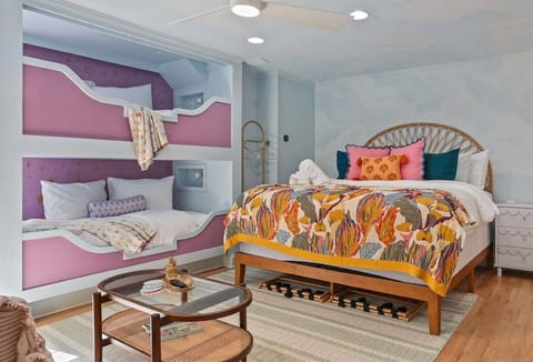 Where whimsy meets comfort ✨ From dreamy bunk beds to bold patterns and cozy textures, this playful retreat is perfect for families and kids-at-heart